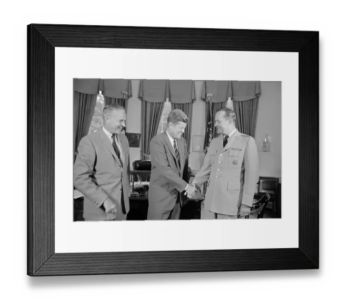 Framed Print : John Kennedy Greeting Earle G. Wheeler