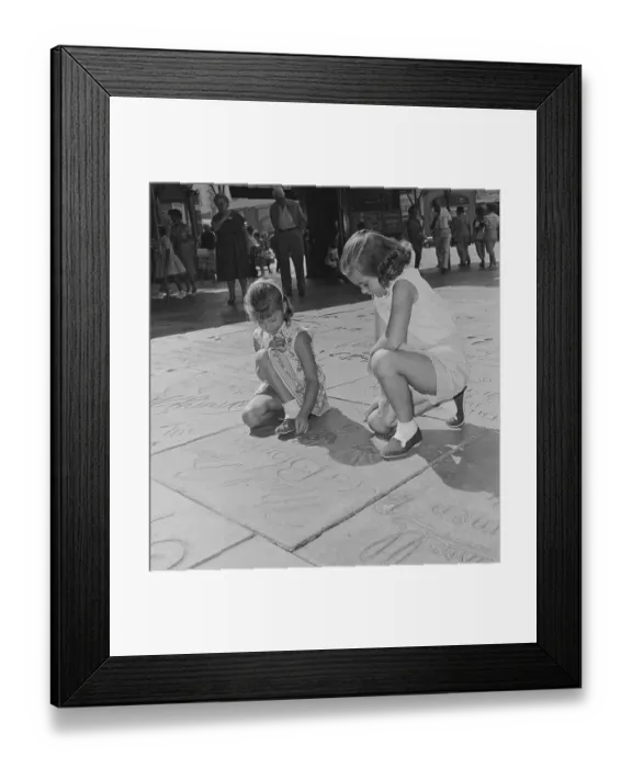 Framed Print : Children Observing Marilyn Monroe's Footprints Framed Print : Children Observing Marilyn Monroe's Footprints