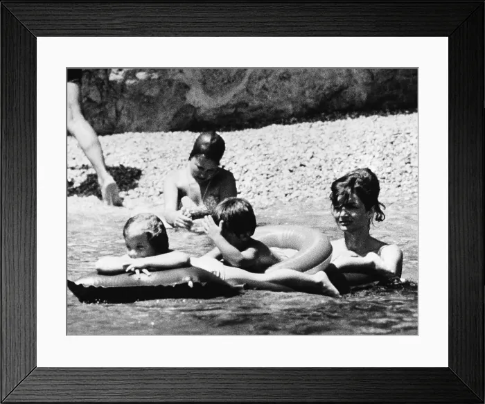 Framed Print : Jackie Kennedy Swimming With Daughter and Niece Framed Print : Jackie Kennedy Swimming With Daughter and Niece