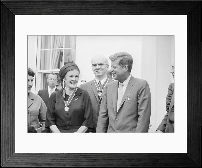 Framed Print : John Kennedy and Frances Kelsey Framed Print : John Kennedy and Frances Kelsey