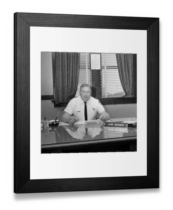 Framed Print : Police Chief Pritchett Sitting Behind Desk