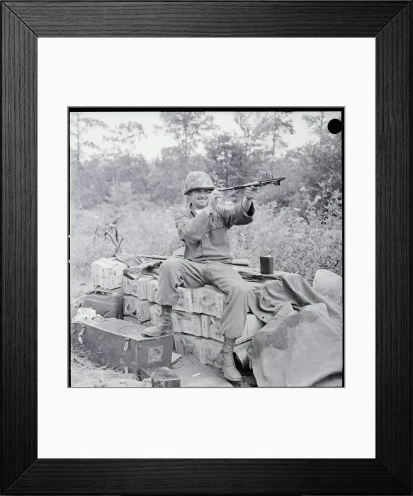 Framed Print : Soldier Checks Barrel Of M1 Rifle _ Framed Print : Soldier Checks Barrel Of M1 Rifle _