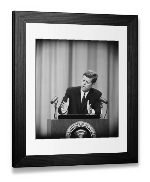 Framed Print : President Kennedy at News Conference Framed Print : President Kennedy at News Conference