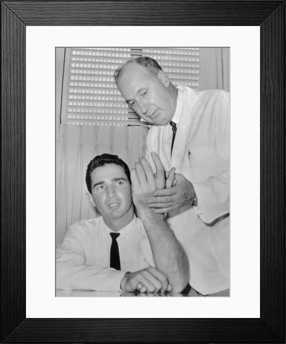 Framed Print : Baseball Player Sandy Koufax with Doctor Framed Print : Baseball Player Sandy Koufax with Doctor