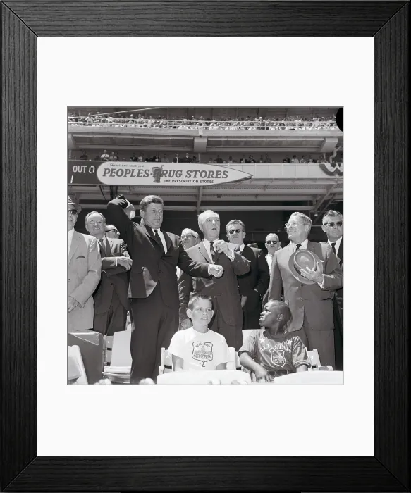 Framed Print : President Kennedy Tossing Ball at All-Star Game Framed Print : President Kennedy Tossing Ball at All-Star Game