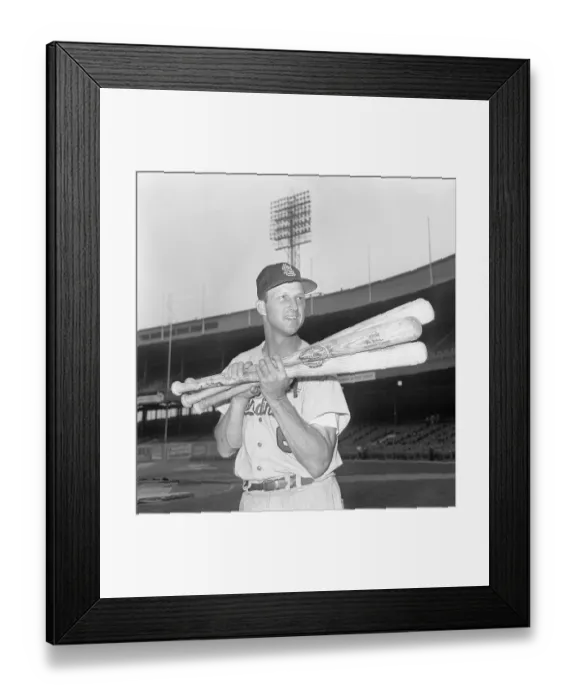 Framed Print : Musial Holding Baseball Bats