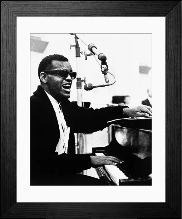 Framed Print : Ray Charles Singing at the Piano