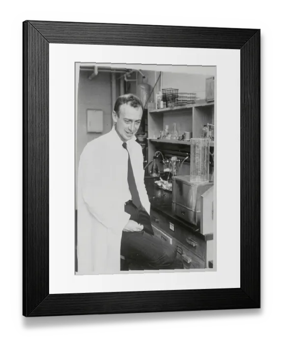 Framed Print : James Deuer Watson Sitting in Laboratory Framed Print : James Deuer Watson Sitting in Laboratory