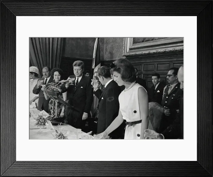 Framed Print : John F. Kennedy and Adolfo Lopes Mateos Drinking a Toast