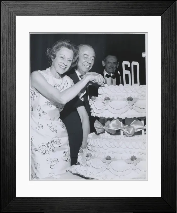 Framed Print : Dorothy and Richard Rodgers Slicing Birthday Cake Framed Print : Dorothy and Richard Rodgers Slicing Birthday Cake