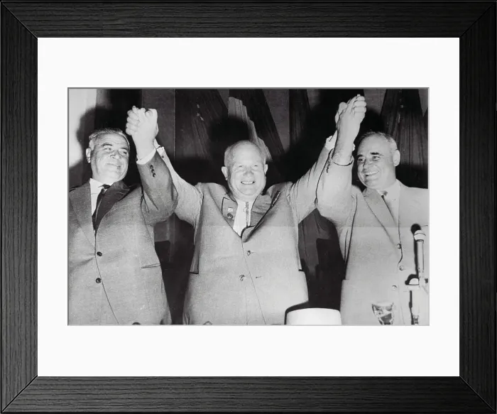 Framed Print : Nikita Krushchev Joining Hands with Eastern Leaders Framed Print : Nikita Krushchev Joining Hands with Eastern Leaders