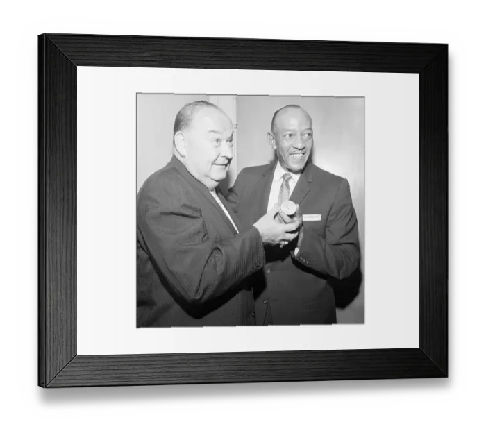 Framed Print : Jesse Owens Giving Medal to Jamaica Framed Print : Jesse Owens Giving Medal to Jamaica