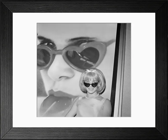 Framed Print : Sue Lyon Standing Before Mural of Herself Framed Print : Sue Lyon Standing Before Mural of Herself