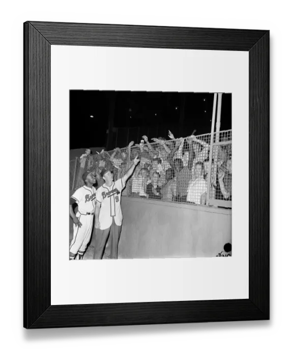 Framed Print : Hank Aaron and Joe Adcock Near the Sidelines Framed Print : Hank Aaron and Joe Adcock Near the Sidelines