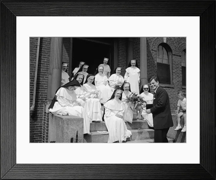 Framed Print : Ted Kennedy Receiving Flowers From Nuns Framed Print : Ted Kennedy Receiving Flowers From Nuns