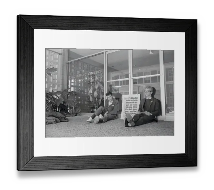 Framed Print : Two Protesters in Front of Atomic Energy Commission Office Framed Print : Two Protesters in Front of Atomic Energy Commission Office