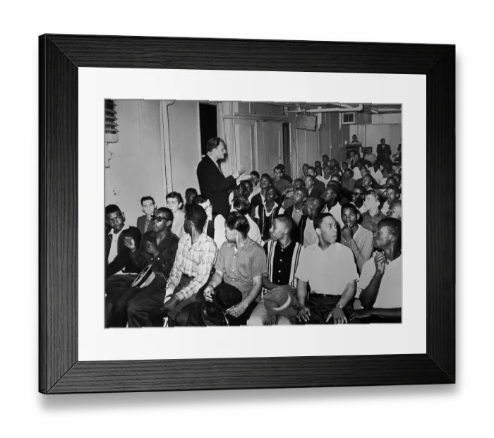 Framed Print : Billy Graham Lecturing Audience of Gang Members