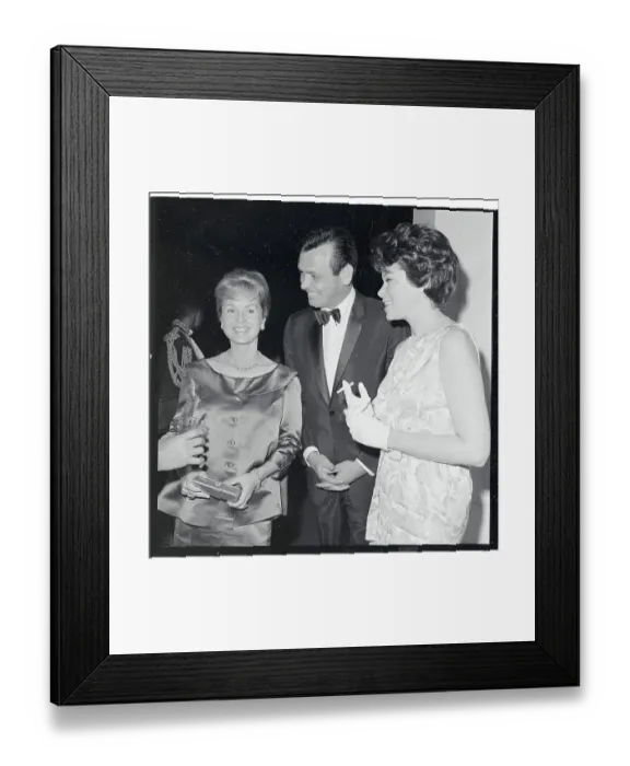Framed Print : Portrait of Debbie Reynolds, David Janssen and Mrs. Janssen Framed Print : Portrait of Debbie Reynolds, David Janssen and Mrs. Janssen
