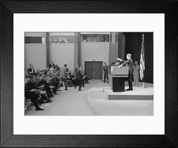 Framed Print : President John F. Kennedy Answering Questions Framed Print : President John F. Kennedy Answering Questions