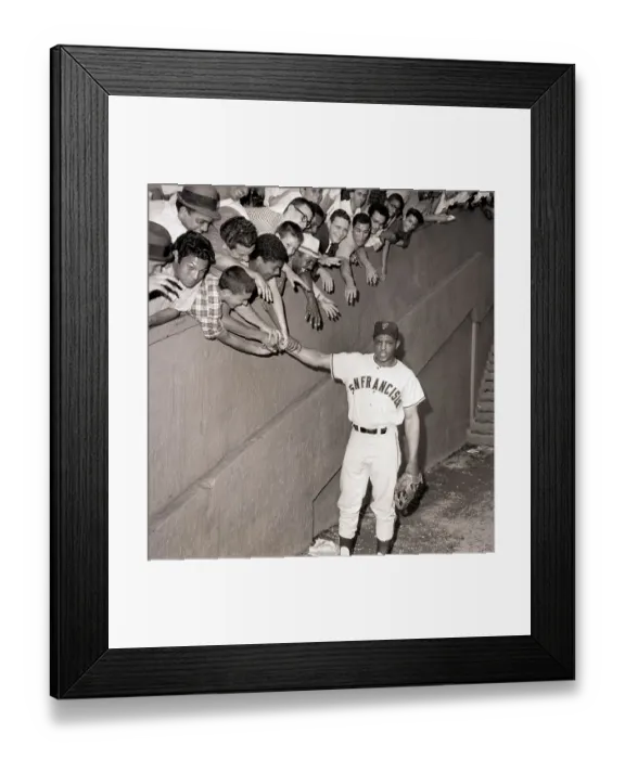 Framed Print : Willie Mays Greeting Fans Before Game Framed Print : Willie Mays Greeting Fans Before Game
