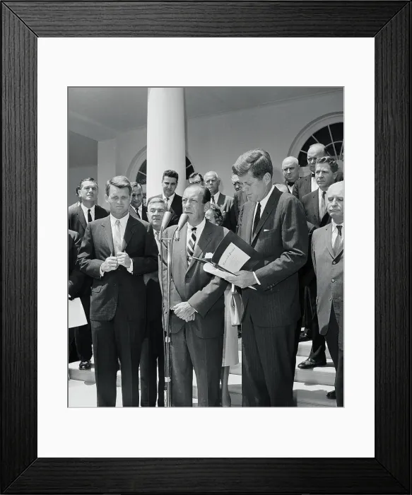 Framed Print : Presiden Kennedy Reading Report Framed Print : Presiden Kennedy Reading Report
