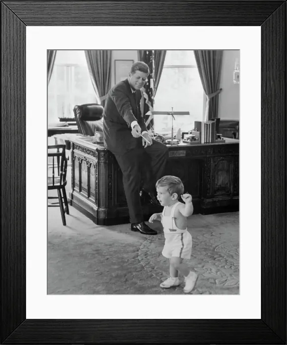 Framed Print : John F. Kennedy with 18 Month Old Son John Jr Framed Print : John F. Kennedy with 18 Month Old Son John Jr