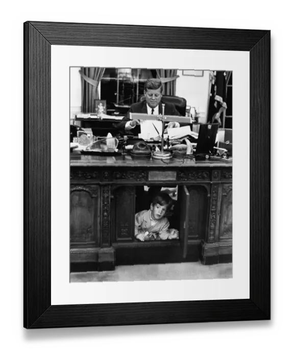 Framed Print : John F. Kennedy Jr. Exploring His Father's Desk Framed Print : John F. Kennedy Jr. Exploring His Father's Desk
