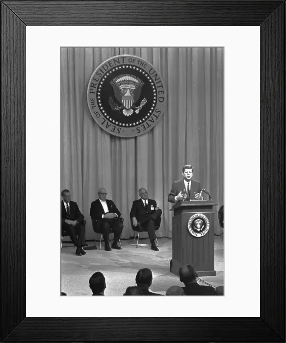 Framed Print : President John Kennedy Addressing Conference on Business Issues Framed Print : President John Kennedy Addressing Conference on Business Issues