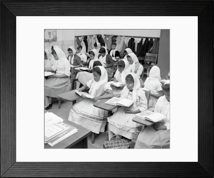 Framed Print : Female Students in University of Islam Class