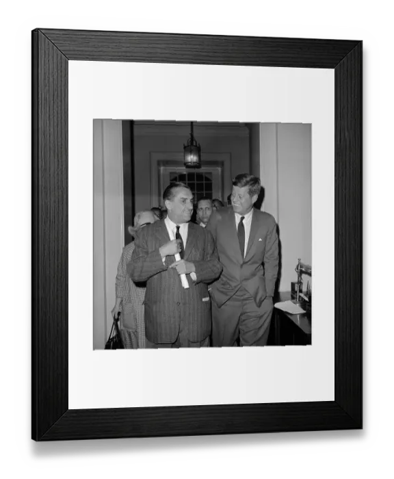 Framed Print : John Kennedy and Reporter Merriman Smith Framed Print : John Kennedy and Reporter Merriman Smith