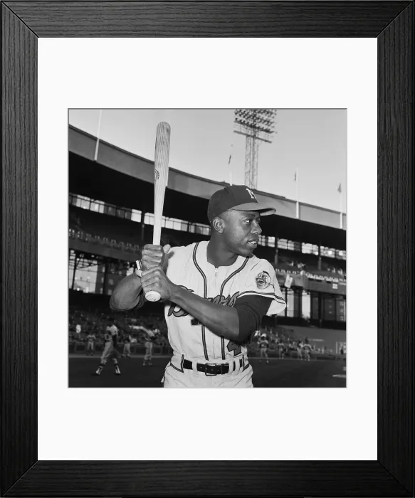 Framed Print : Hank Aaron Holding Baseball Bat Framed Print : Hank Aaron Holding Baseball Bat
