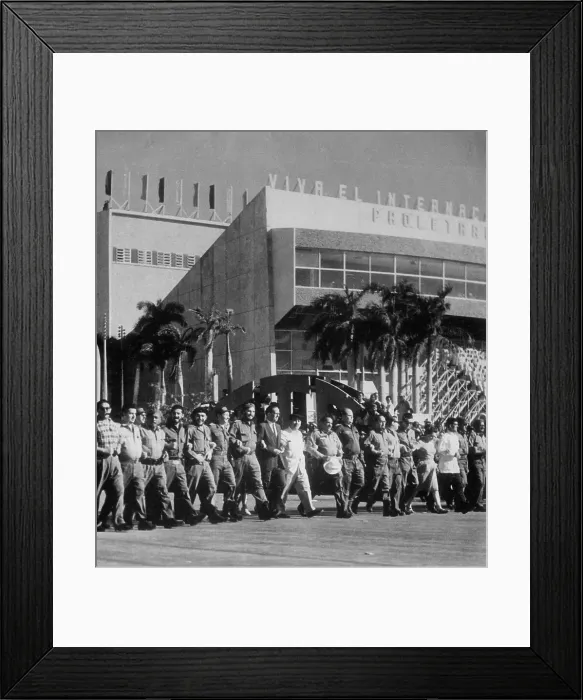 Framed Print : Fidel Castro Marching with Political Leaders Framed Print : Fidel Castro Marching with Political Leaders