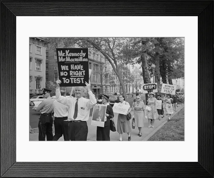 Framed Print : Chemist Linus Pauling Protesting Nuclear Testing Framed Print : Chemist Linus Pauling Protesting Nuclear Testing
