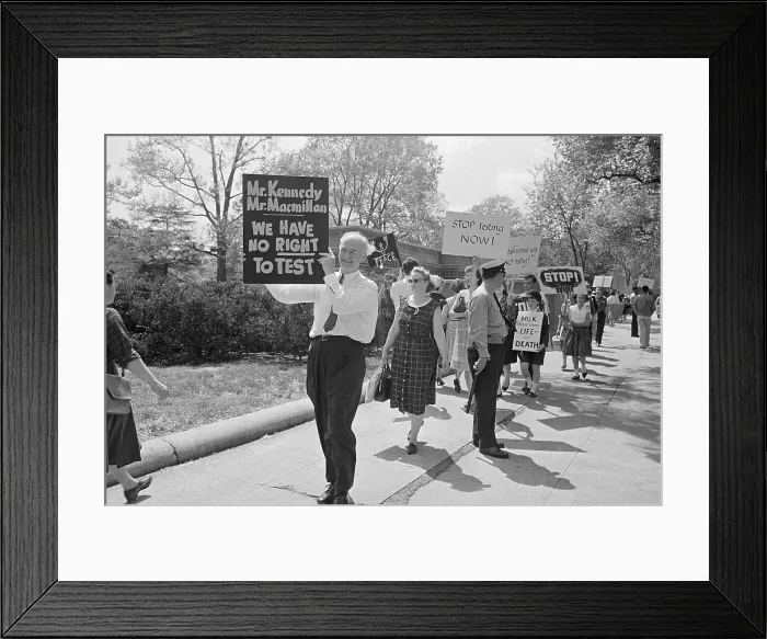 Framed Print : Linus Joining Nuclear Protest with Sign Framed Print : Linus Joining Nuclear Protest with Sign