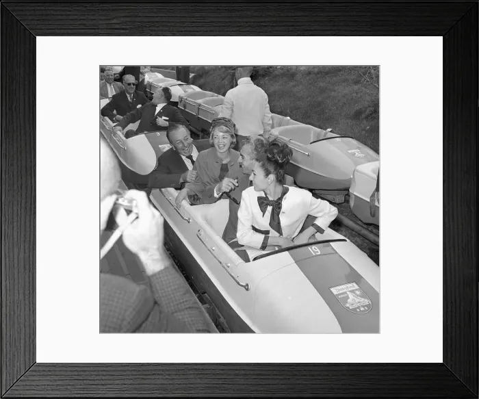Framed Print : Walt Disney and Shah of Iran Laughing in Bobsled Framed Print : Walt Disney and Shah of Iran Laughing in Bobsled