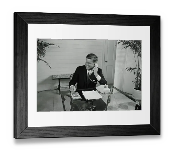 Framed Print : President Kennedy Using a Telegraph Key Framed Print : President Kennedy Using a Telegraph Key
