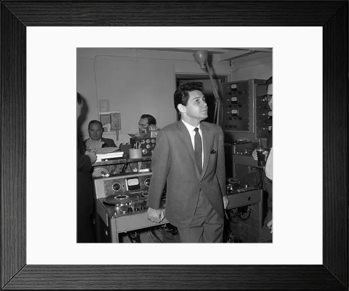 Framed Print : Eddie Fisher Pausing During Recording Framed Print : Eddie Fisher Pausing During Recording