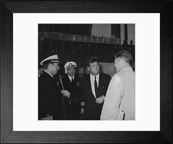 Framed Print : President John F. Kennedy Boarding USS Northampton Framed Print : President John F. Kennedy Boarding USS Northampton