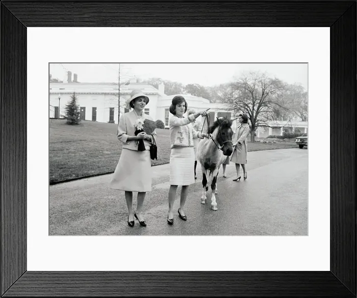 Framed Print : Empress Farah with Mrs Kennedy and Pony Framed Print : Empress Farah with Mrs Kennedy and Pony