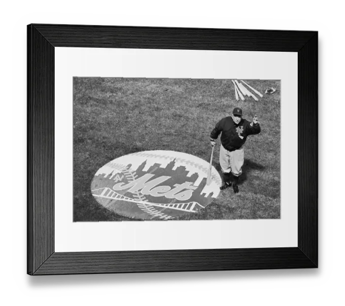 Framed Print : Mets Manager Casey Stengel Waves Near Mets Emblem Framed Print : Mets Manager Casey Stengel Waves Near Mets Emblem