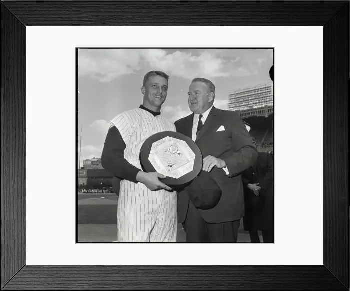 Framed Print : Roger Maris Holding Plaque W / Joe Cronin Framed Print : Roger Maris Holding Plaque W / Joe Cronin