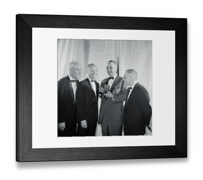 Framed Print : John Glenn and Others Admiring Medal Framed Print : John Glenn and Others Admiring Medal