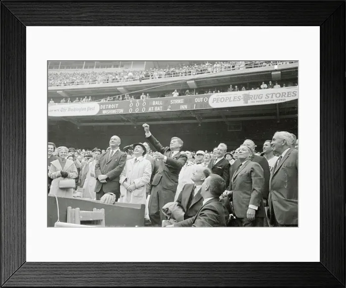 Framed Print : President Kennedy Tossing Out First Baseball of Season Framed Print : President Kennedy Tossing Out First Baseball of Season