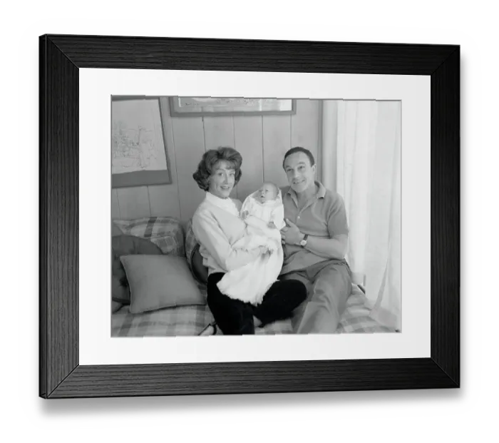 Framed Print : Portrait of Gene Kelly with His Wife and Newborn Baby Framed Print : Portrait of Gene Kelly with His Wife and Newborn Baby