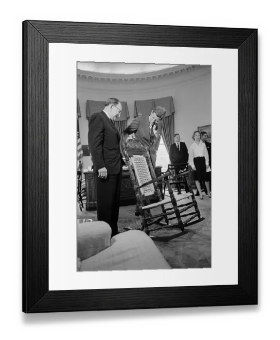 Framed Print : President Kennedy Inspecting Chair Framed Print : President Kennedy Inspecting Chair