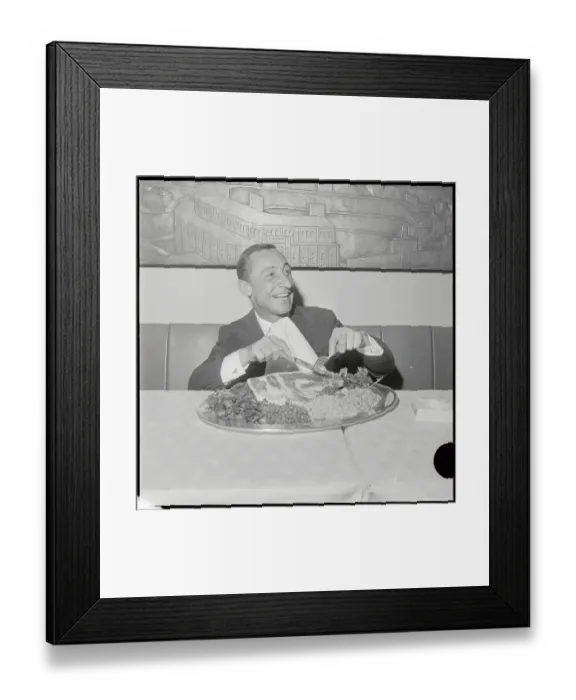 Framed Print : Eddie Arcaro Eating Huge Plate of Food Framed Print : Eddie Arcaro Eating Huge Plate of Food