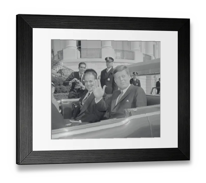 Framed Print : John Kennedy Waving