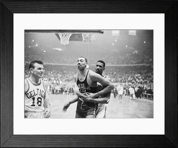 Framed Print : Wilt Chamberlain Holding Back Bill Russell Framed Print : Wilt Chamberlain Holding Back Bill Russell
