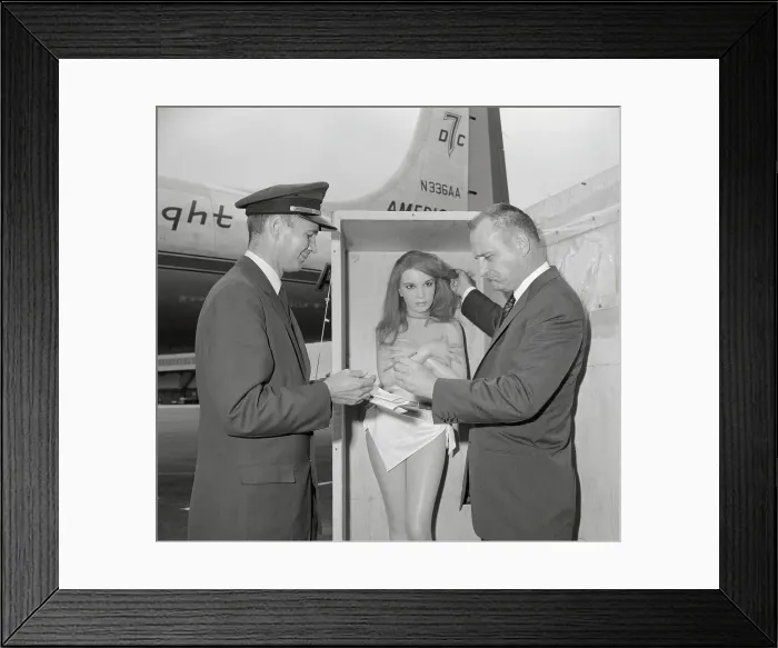Framed Print : Air Freight Workers Checking Brigitte Bardot Wax Figure Framed Print : Air Freight Workers Checking Brigitte Bardot Wax Figure