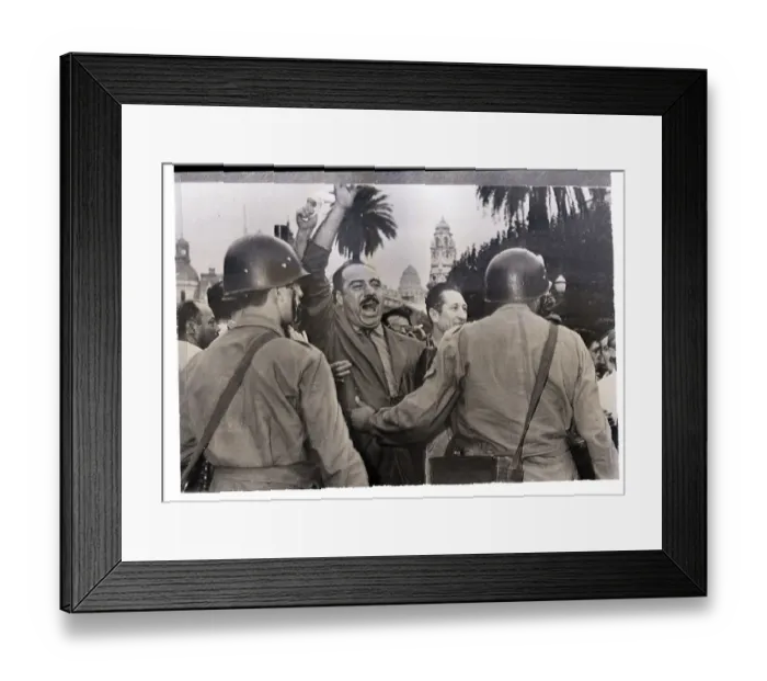 Framed Print : Men Yell in Street and Police Hold Them Back Framed Print : Men Yell in Street and Police Hold Them Back